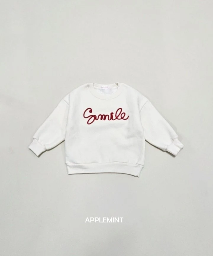 Applemint - Korean Children Fashion - #fashionkids - Smile Embroidery Sweatshirts - 2