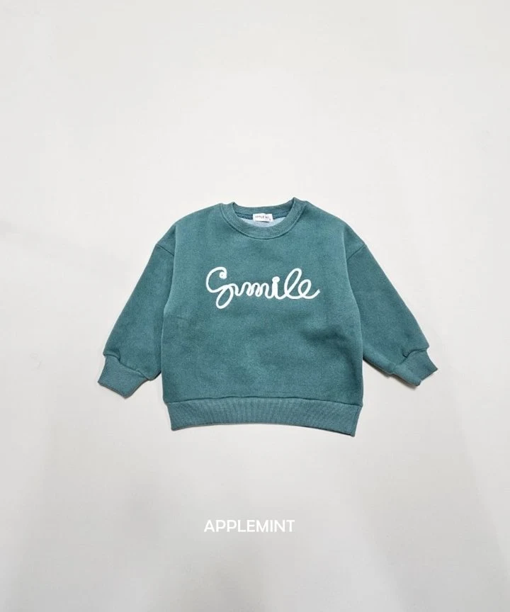 Applemint - Korean Children Fashion - #kidsshorts - Smile Embroidery Sweatshirts - 3