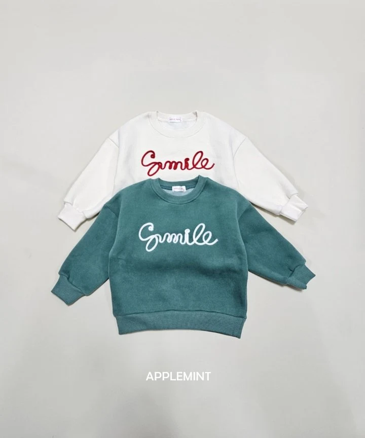 Applemint - Korean Children Fashion - #minifashionista - Smile Embroidery Sweatshirts - 9