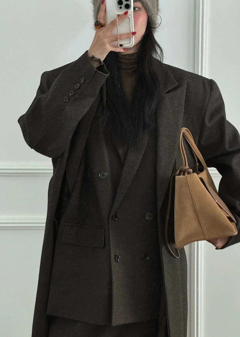 Auver_Fit - Korean Women Fashion - #momslook - Boxy Double Wool Coat - 2