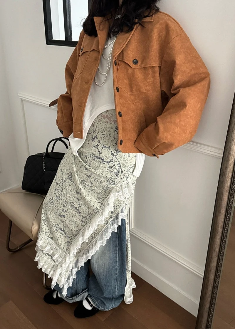 Auver_Fit - Korean Women Fashion - #momslook - Suede Western Jumper