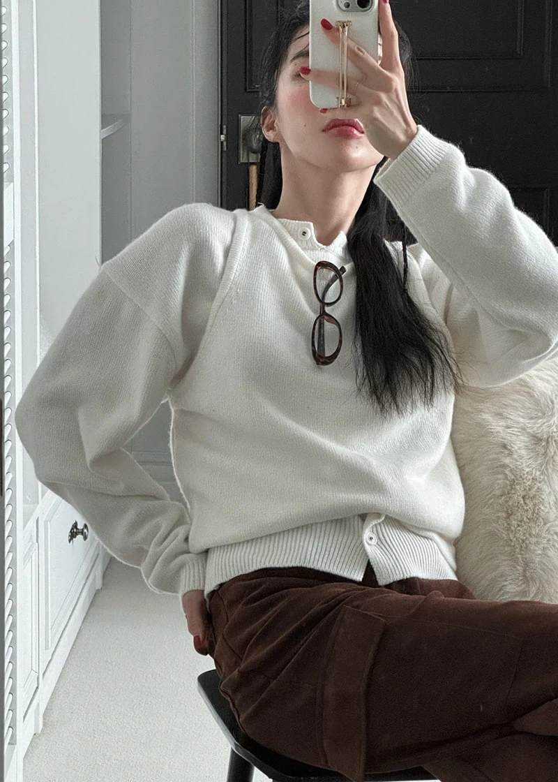 Auver_Fit - Korean Women Fashion - #thelittlethings - Cashmere Slit Round Knit Top - 4