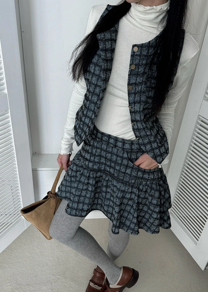 Auver_Fit - Korean Women Fashion - #thelittlethings - Denim Check Skirt - 2