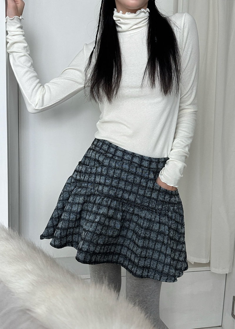 Auver_Fit - Korean Women Fashion - #womensfashion - Denim Check Skirt - 6