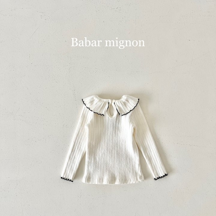 Babar Mignon - Korean Children Fashion - #Kfashion4kids - Ribbon Frill Ribbed Tee - 6