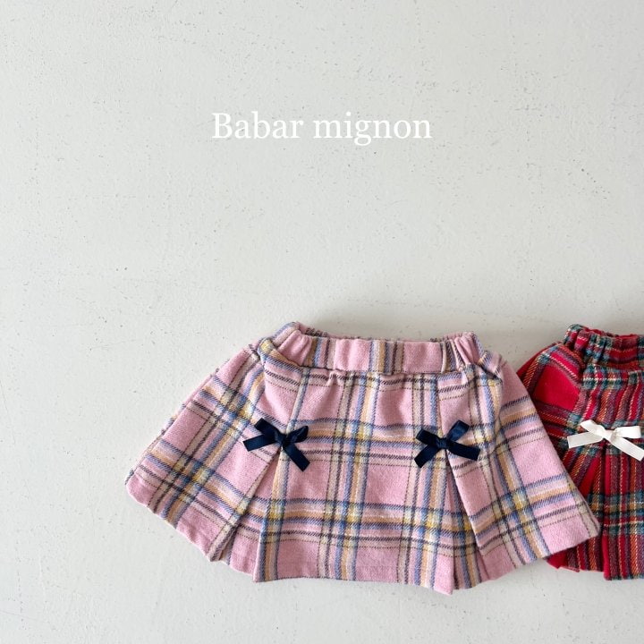 Babar Mignon - Korean Children Fashion - #kidzfashiontrend - Check Ribbon Skirt - 4