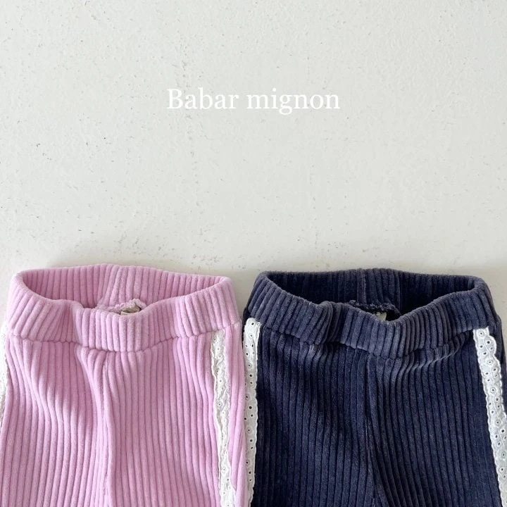 Babar Mignon - Korean Children Fashion - #childofig - Ribbon Ribbed Bootcut Pants - 5