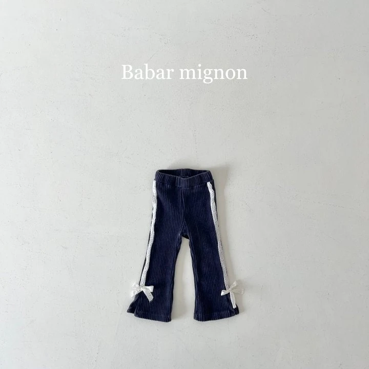 Babar Mignon - Korean Children Fashion - #childrensboutique - Ribbon Ribbed Bootcut Pants - 6