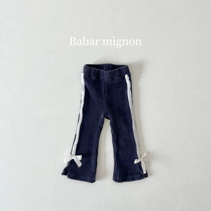 Babar Mignon - Korean Children Fashion - #designkidswear - Ribbon Ribbed Bootcut Pants - 7