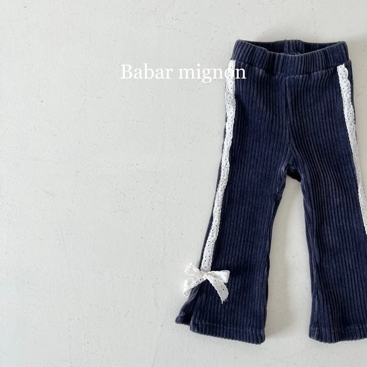 Babar Mignon - Korean Children Fashion - #discoveringself - Ribbon Ribbed Bootcut Pants - 8