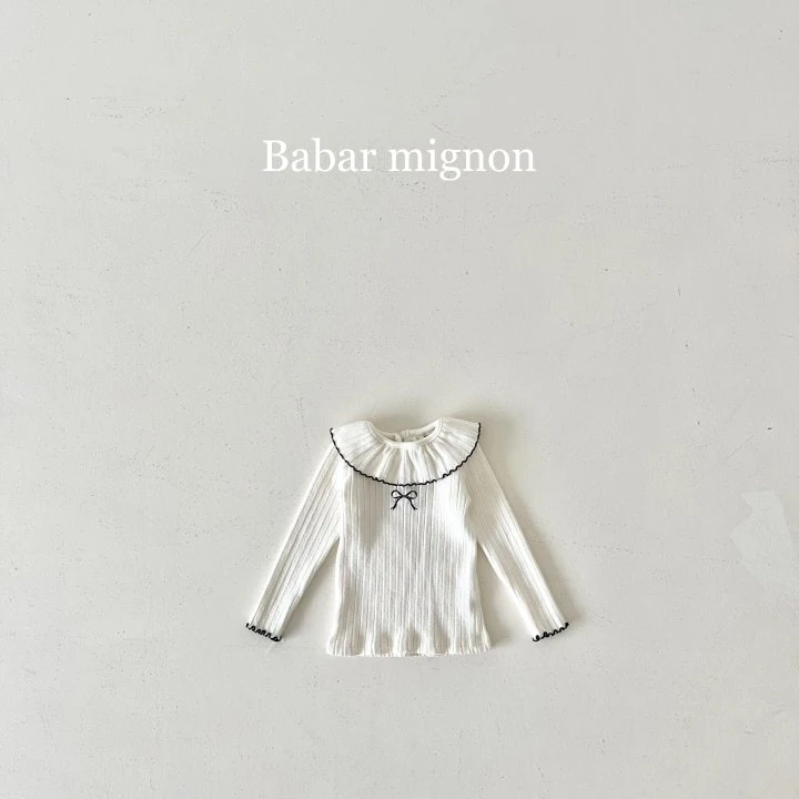 Babar Mignon - Korean Children Fashion - #discoveringself - Ribbon Frill Ribbed Tee