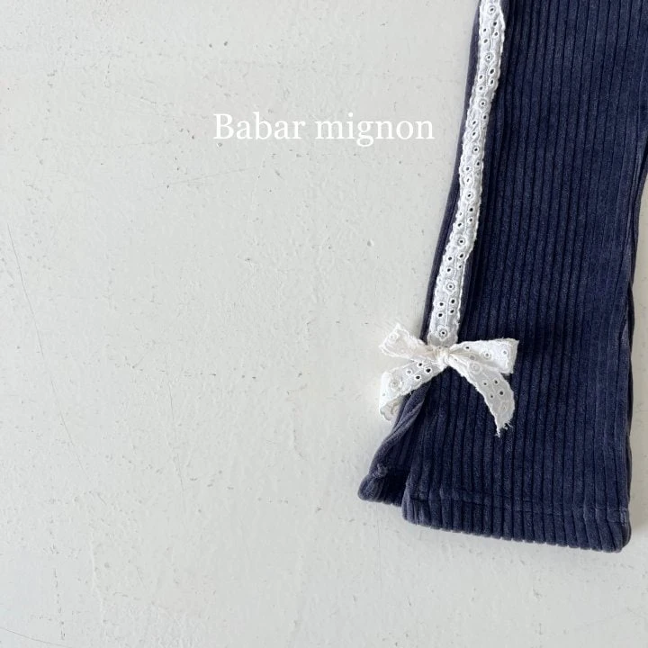 Babar Mignon - Korean Children Fashion - #fashionkids - Ribbon Ribbed Bootcut Pants - 9