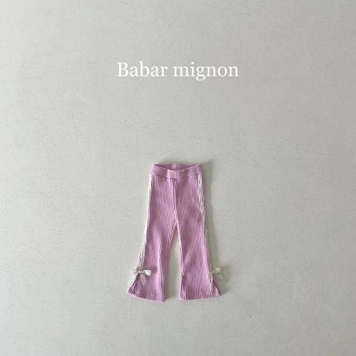 Babar Mignon - Korean Children Fashion - #kidsshorts - Ribbon Ribbed Bootcut Pants - 10