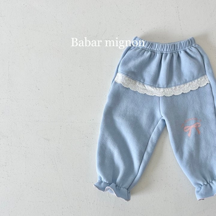 Babar Mignon - Korean Children Fashion - #kidsshorts - Lace Jogger Pants - 8