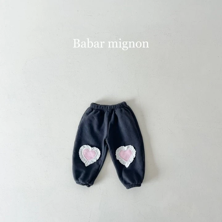 Babar Mignon - Korean Children Fashion - #kidsshorts - Heart Lace Jogger Pants - 6