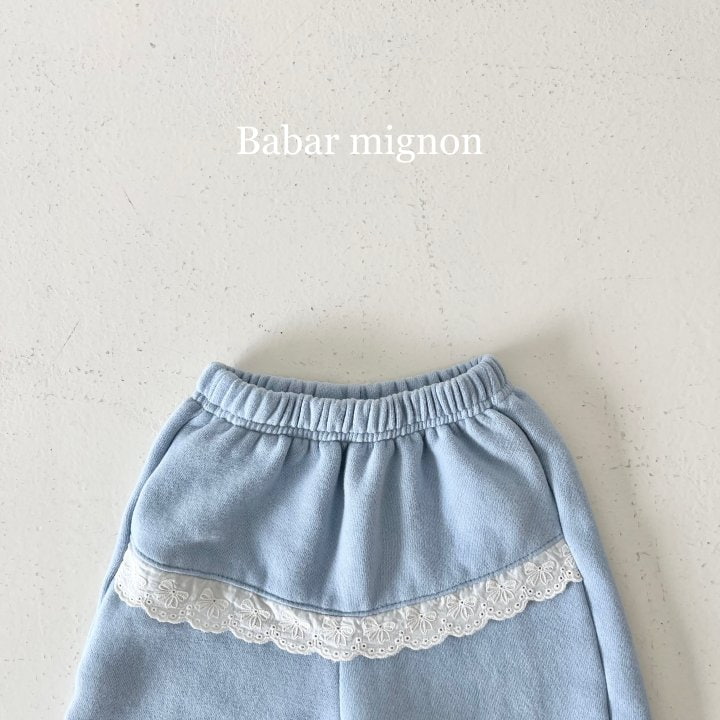 Babar Mignon - Korean Children Fashion - #kidsstore - Lace Jogger Pants - 9