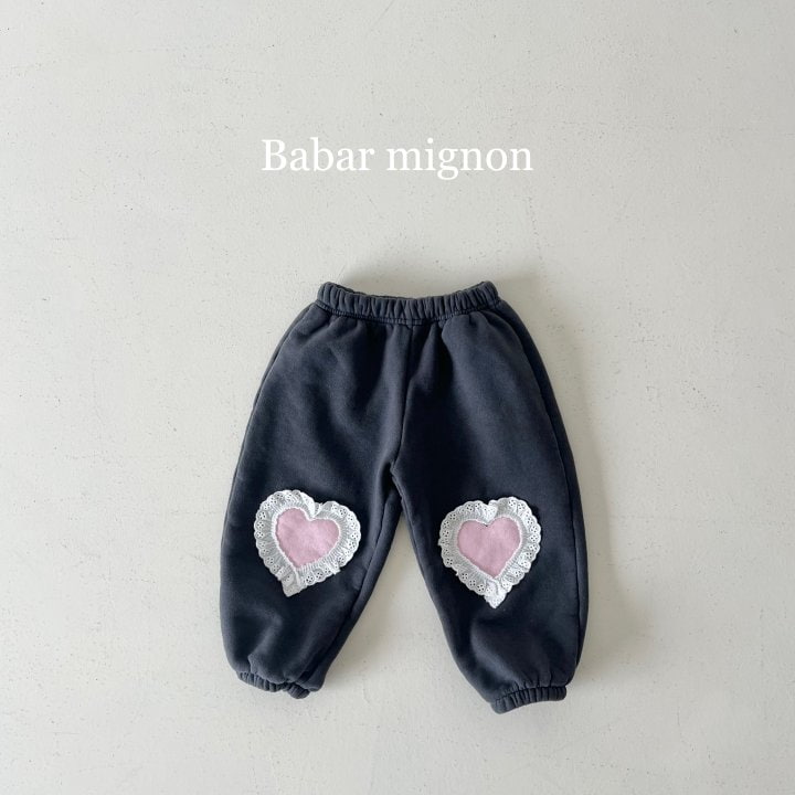 Babar Mignon - Korean Children Fashion - #kidsstore - Heart Lace Jogger Pants - 7