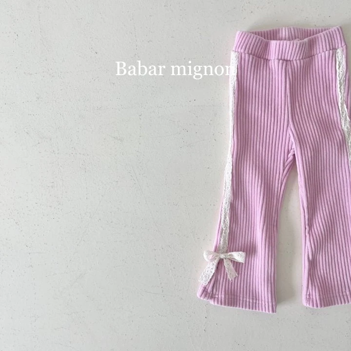 Babar Mignon - Korean Children Fashion - #kidzfashiontrend - Ribbon Ribbed Bootcut Pants - 12