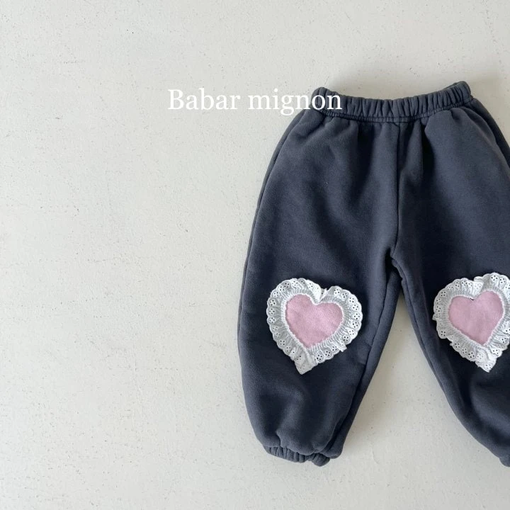 Babar Mignon - Korean Children Fashion - #kidzfashiontrend - Heart Lace Jogger Pants - 8