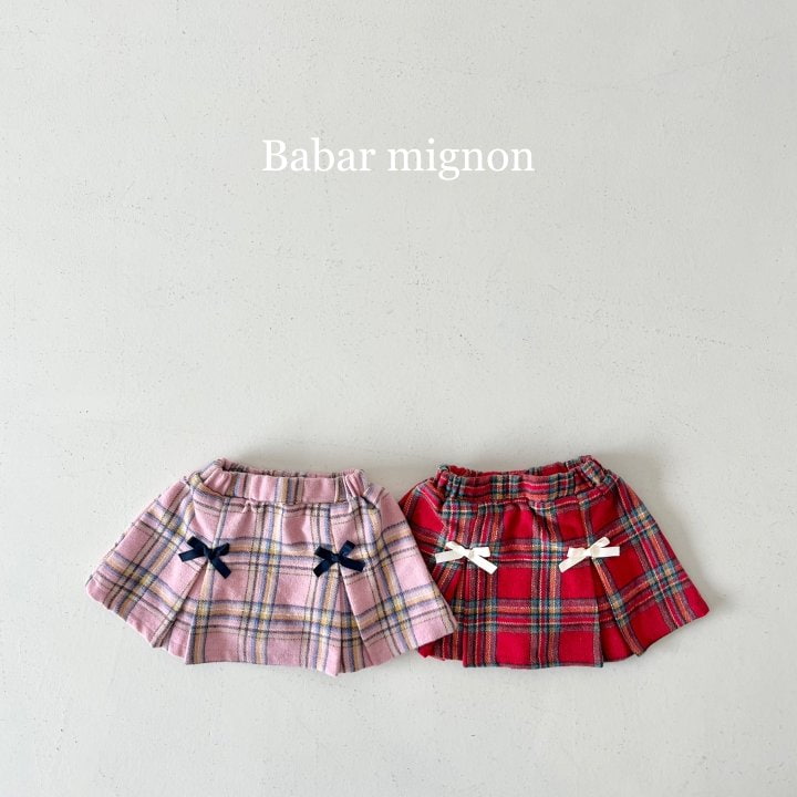 Babar Mignon - Korean Children Fashion - #kidzfashiontrend - Check Ribbon Skirt - 3