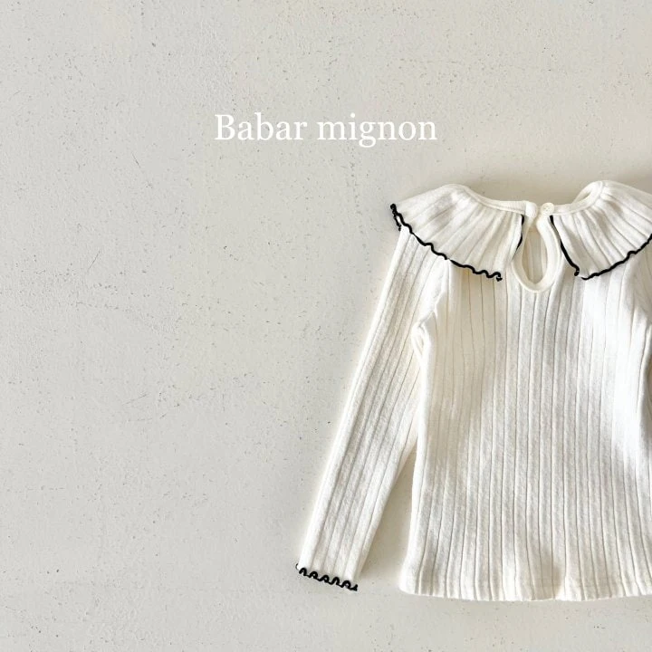 Babar Mignon - Korean Children Fashion - #littlefashionista - Ribbon Frill Ribbed Tee - 7