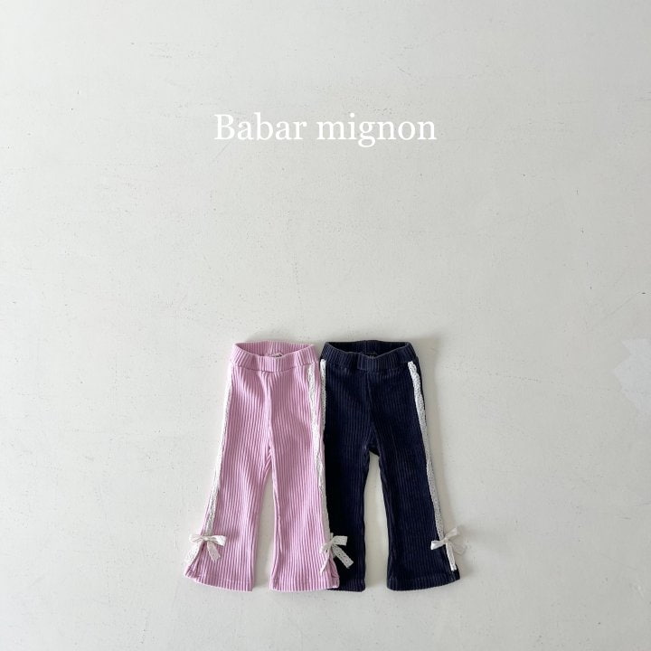 Babar Mignon - Korean Children Fashion - #magicofchildhood - Ribbon Ribbed Bootcut Pants