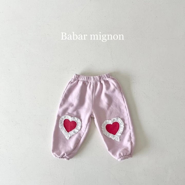 Babar Mignon - Korean Children Fashion - #minifashionista - Heart Lace Jogger Pants - 12