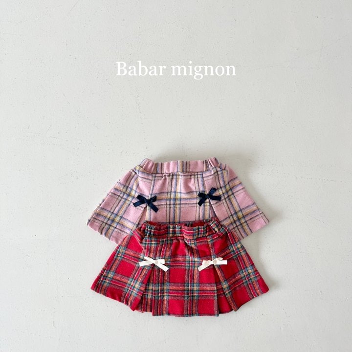 Babar Mignon - Korean Children Fashion - #minifashionista - Check Ribbon Skirt - 7