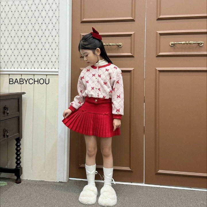 Babychou - Korean Children Fashion - #designkidswear - Jacquard Ribbon Cardigan - 8