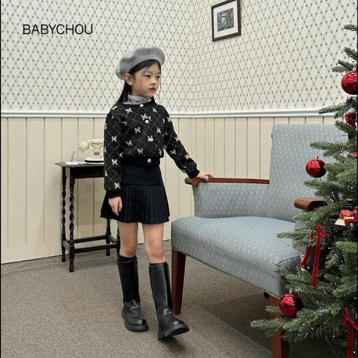 Babychou - Korean Children Fashion - #discoveringself - Jacquard Ribbon Cardigan - 9