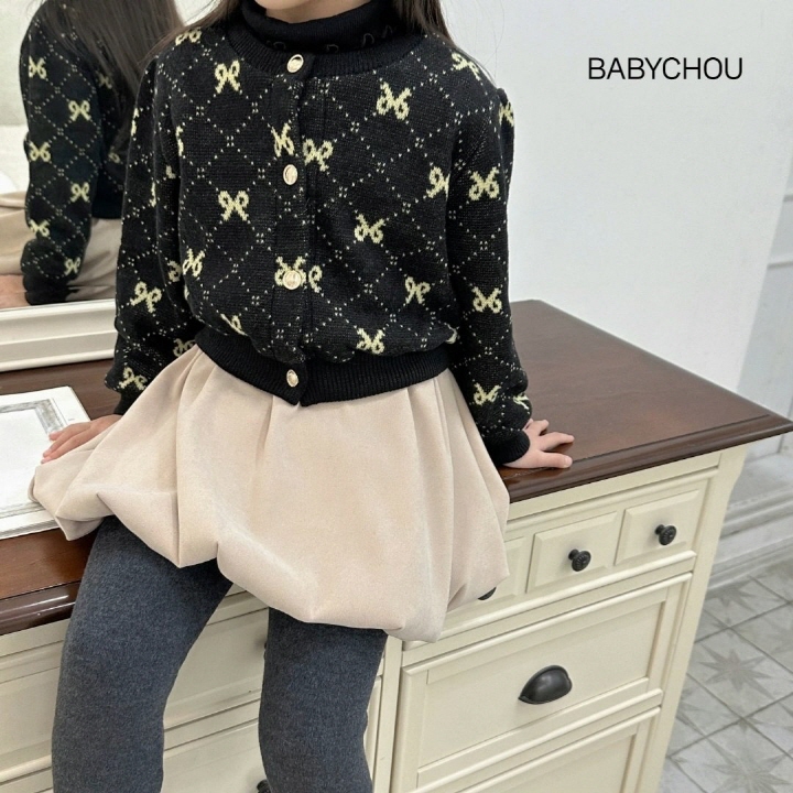 Babychou - Korean Children Fashion - #kidsstore - Jacquard Ribbon Cardigan - 12