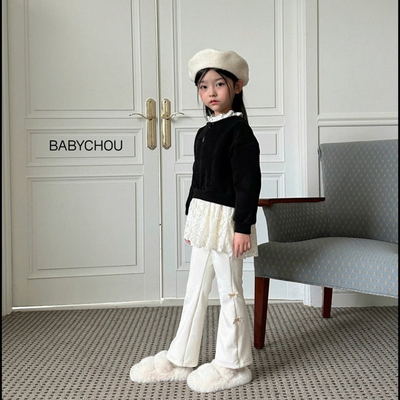 Babychou - Korean Children Fashion - #minifashionista - Rose Lace Sweatshirt - 7