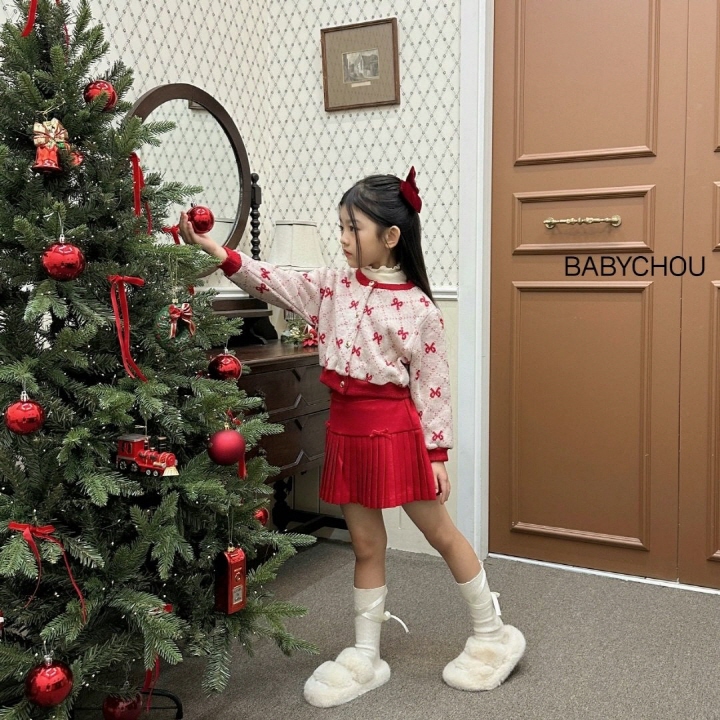 Babychou - Korean Children Fashion - #minifashionista - Jacquard Ribbon Cardigan - 3