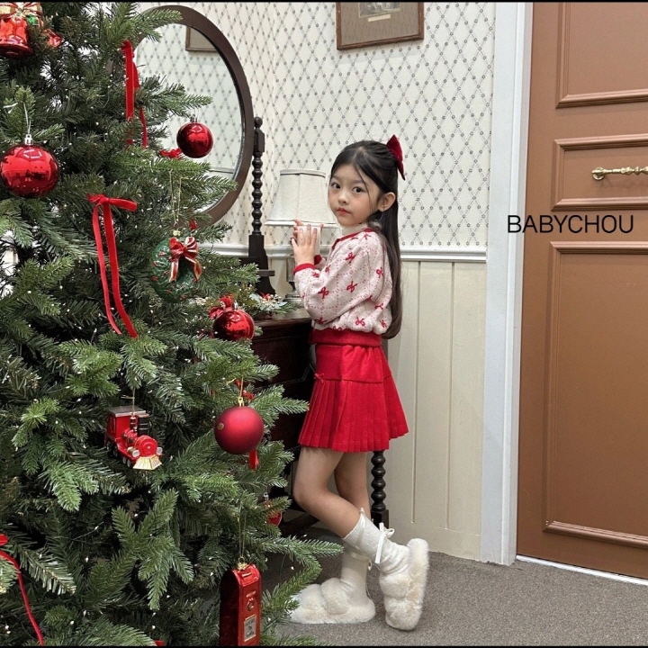 Babychou - Korean Children Fashion - #minifashionista - Jacquard Ribbon Cardigan - 4