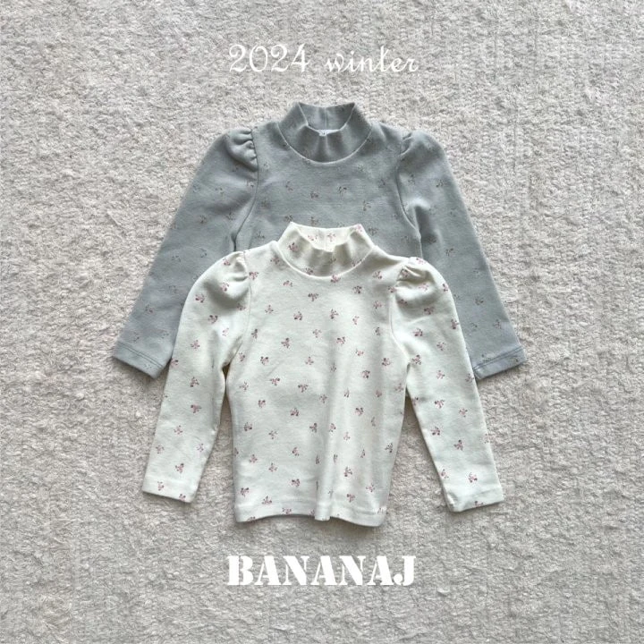 Banana J - Korean Children Fashion - #magicofchildhood - Small Flower Turtleneck Tee