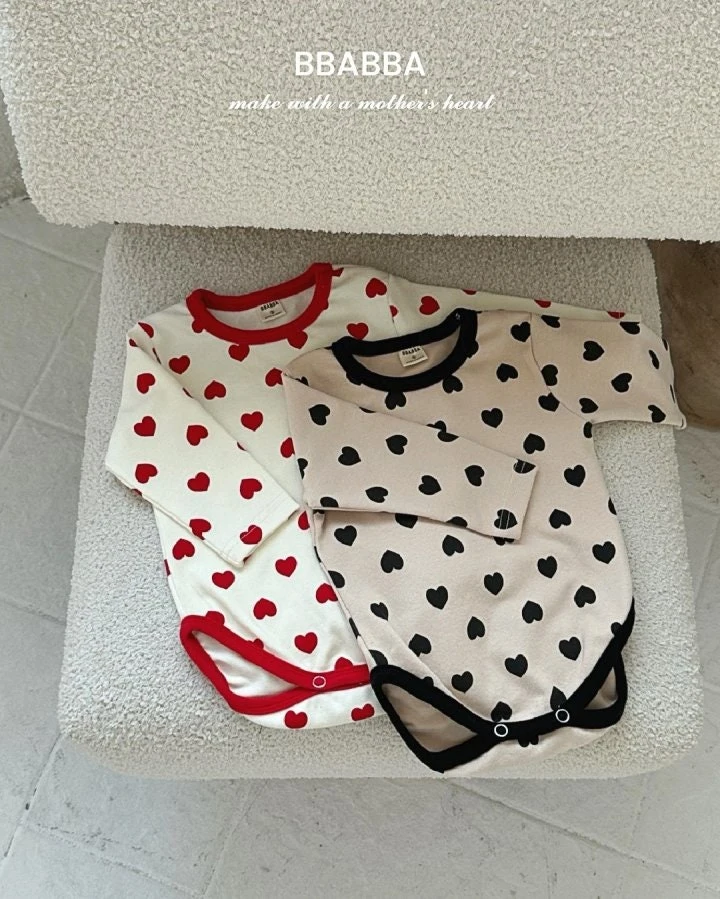 Bbabba - Korean Baby Fashion - #babyfashion - Heart Top Bottom Set - 2