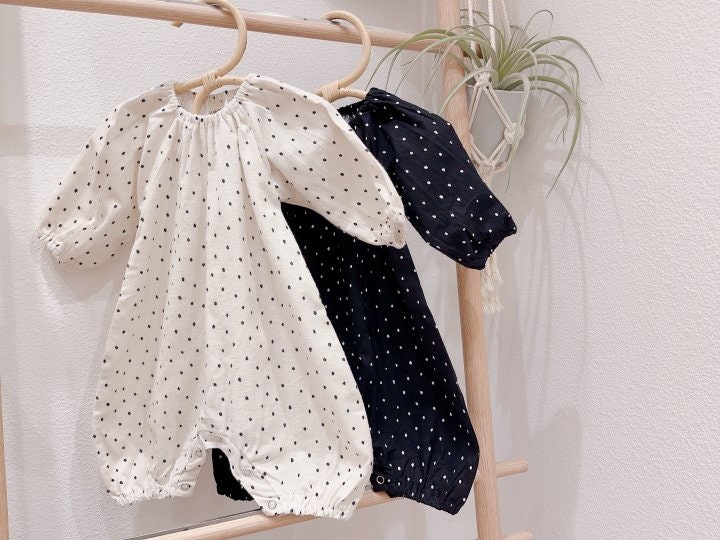 Bbabba - Korean Baby Fashion - #babyfever - Fleece Long Dot Suit - 6