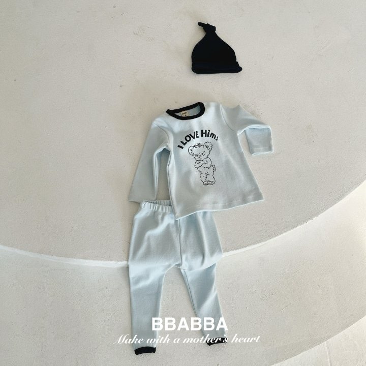 Bbabba - Korean Baby Fashion - #babylifestyle - Love Him Top Bottom Set - 2