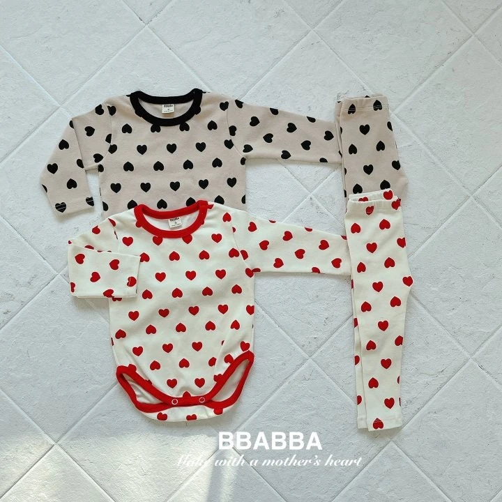 Bbabba - Korean Baby Fashion - #babyoninstagram - Heart Top Bottom Set - 6