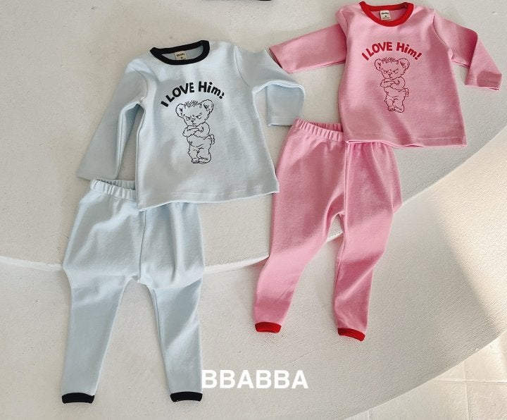 Bbabba - Korean Baby Fashion - #babyoninstagram - Love Him Top Bottom Set - 3