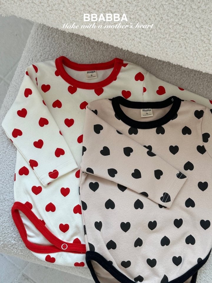 Bbabba - Korean Baby Fashion - #babyootd - Heart Top Bottom Set - 7