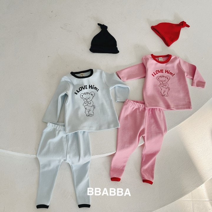 Bbabba - Korean Baby Fashion - #babyoninstagram - Love Him Top Bottom Set - 4