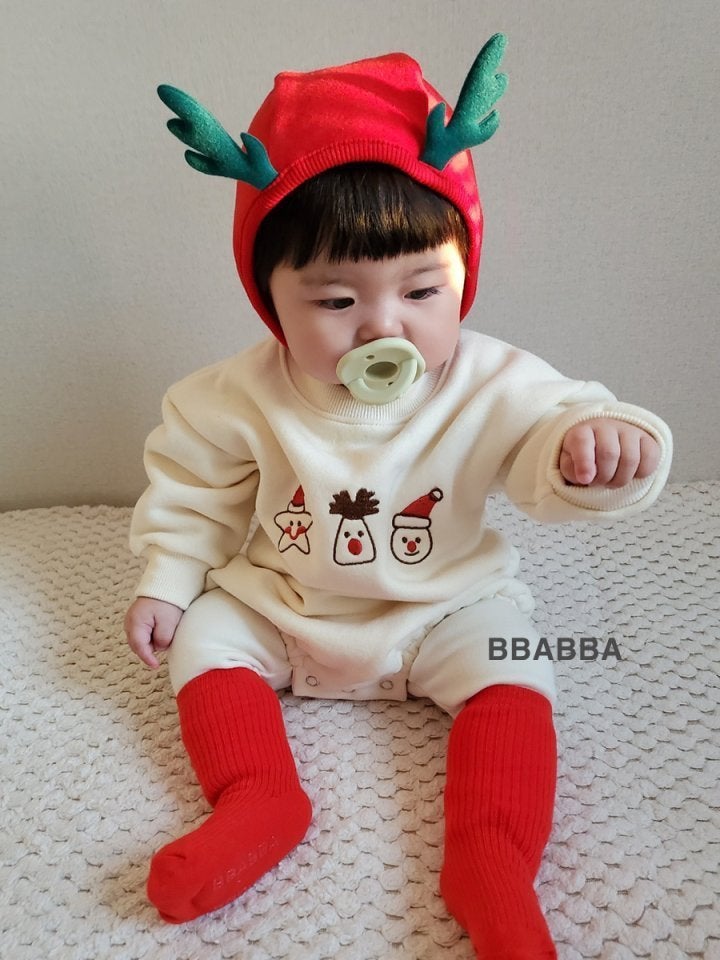 Bbabba - Korean Baby Fashion - #babyoutfit - Santa Nara Fleece Embroidery Suit