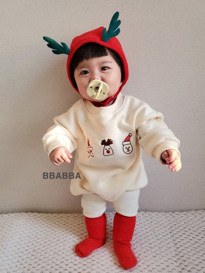 Bbabba - Korean Baby Fashion - #babyoutfit - Santa Nara Fleece Embroidery Suit - 2