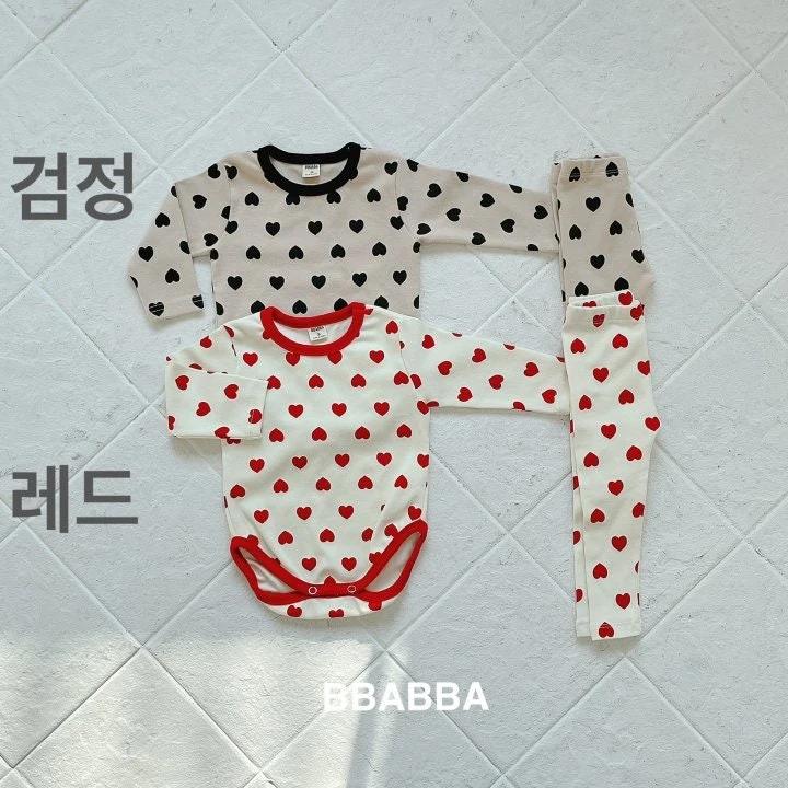 Bbabba - Korean Baby Fashion - #babyoutfit - Heart Top Bottom Set - 8