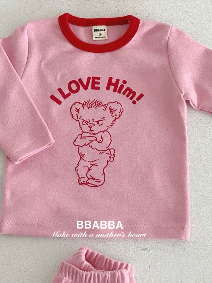 Bbabba - Korean Baby Fashion - #babyoutfit - Love Him Top Bottom Set - 5