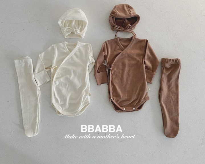 Bbabba - Korean Baby Fashion - #babywear - Plain Newborn Leggings Bonnet Set - 5