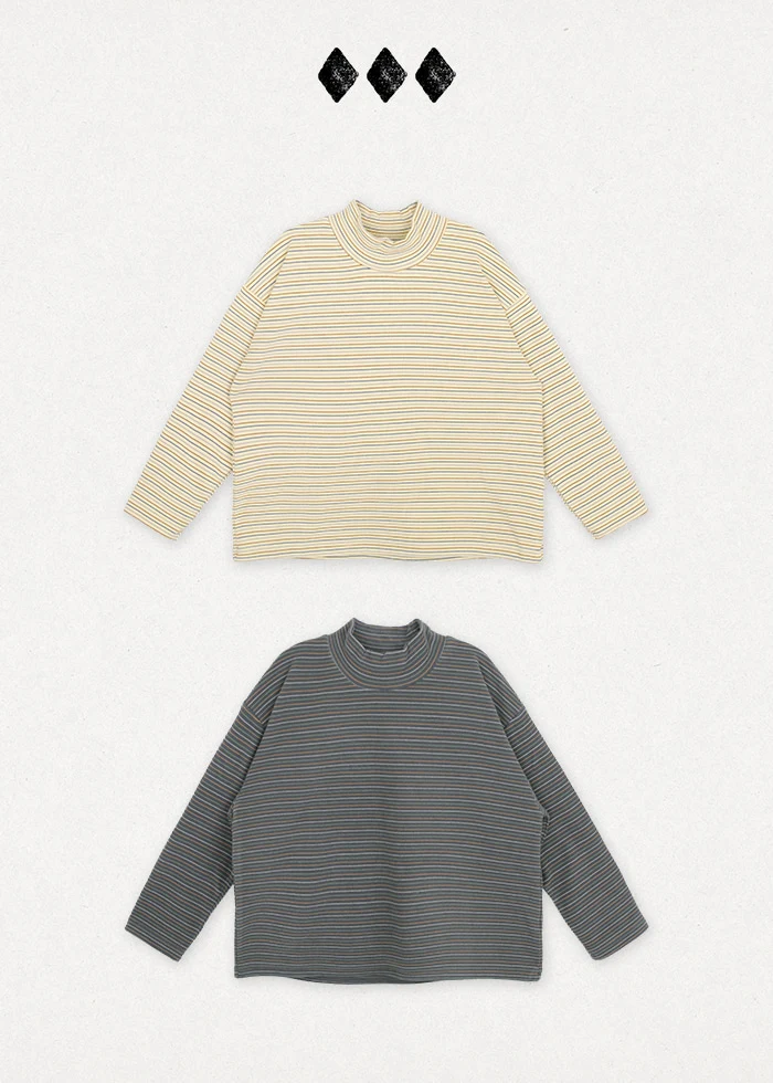 Bien A Bien - Korean Children Fashion - #Kfashion4kids - Kayla Striped Mock Neck Tee