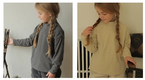 Bien A Bien - Korean Children Fashion - #childofig - Kayla Striped Mock Neck Tee