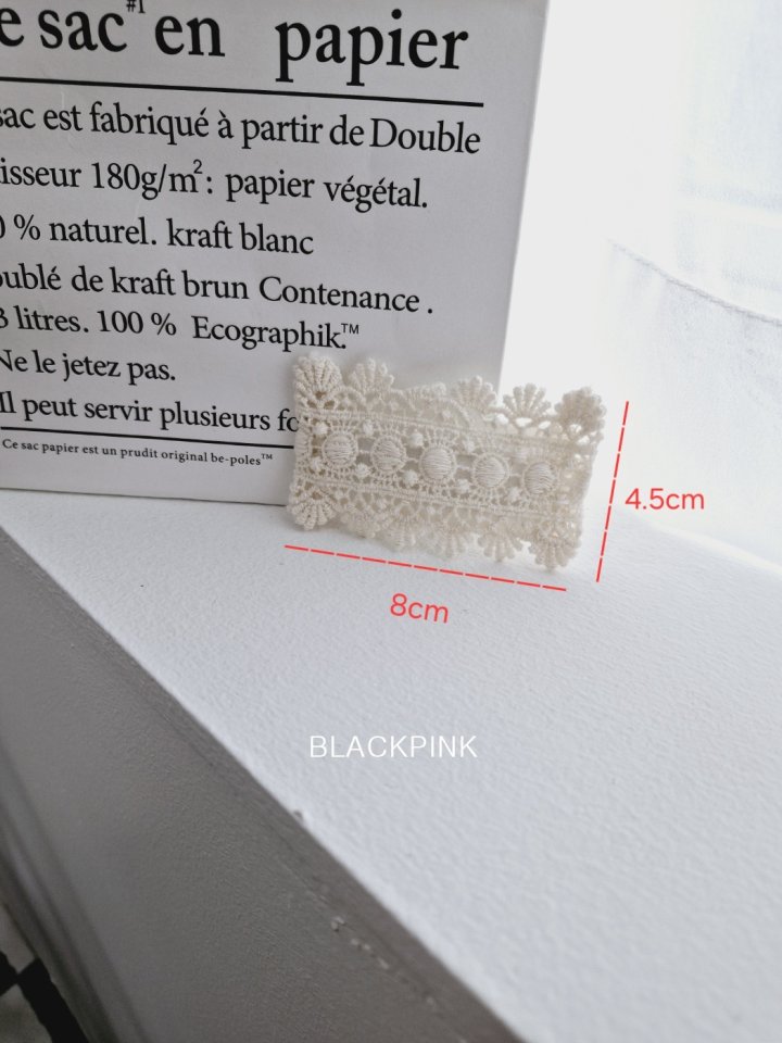 Black Pink - Korean Children Fashion - #childofig - Square Lace Hairclip - 10